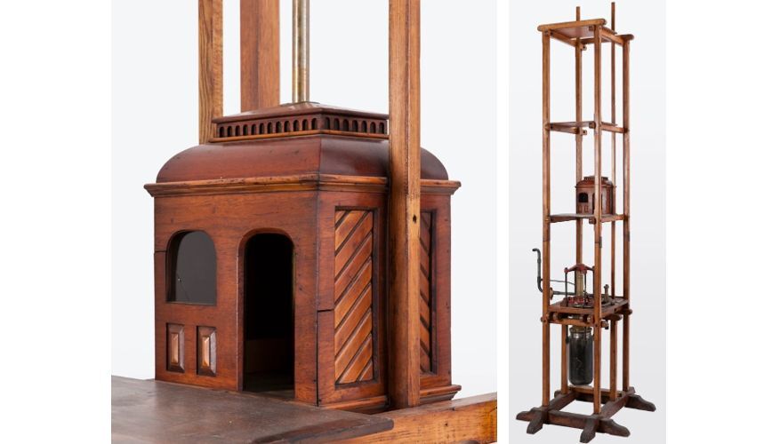 1890s Detail of timber model of hydraulic lift in Horderns Norman Self held Powerhouse