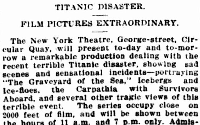 Titanic film at the New York Theatre